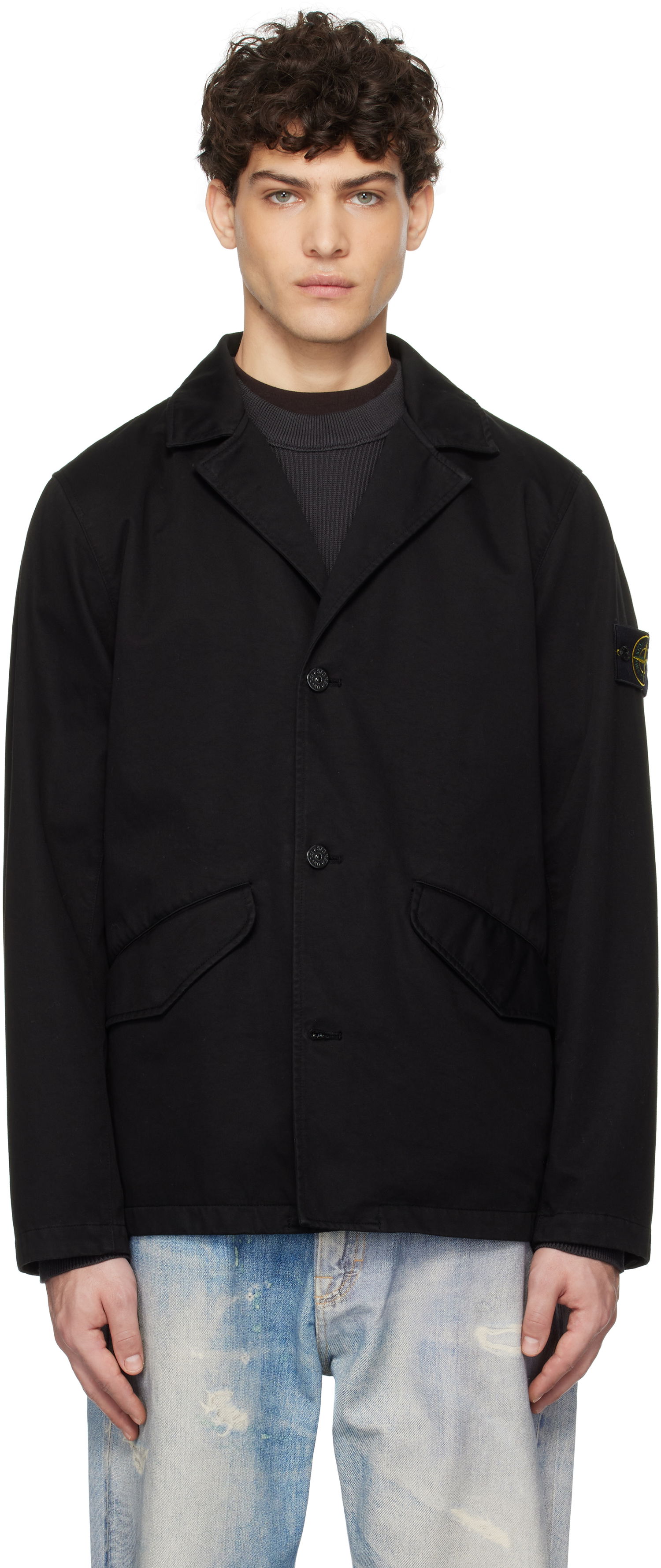 Jakna Stone Island Stone Island Organic Cotton Garment Dyed Blazer Črna | K1S15 A100003 S0034, 0
