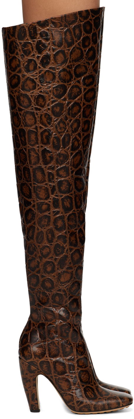 Oblačila Bottega Veneta Bottega Veneta Canalazzo Over-The-Knee Boots Rjava | 716326 V3J80