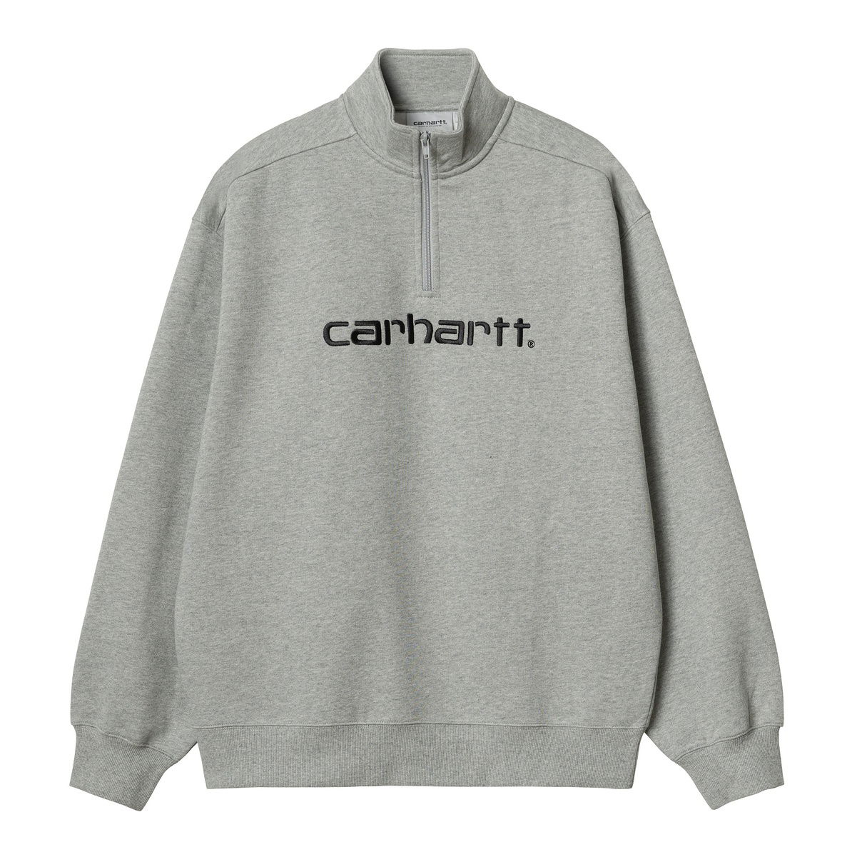 Pulover Carhartt WIP Script Half Zip Sweatshirt "Grey Heather / Black" Siva | A232037_00K_XX, 1