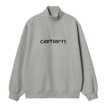 Pulover Carhartt WIP Script Half Zip Sweatshirt "Grey Heather / Black" Siva | A232037_00K_XX, 1