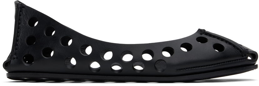 Superge in čevlji Alaïa ALAÏA Perforated Calfskin Ballerina Flats Črna | AA3A033CK247