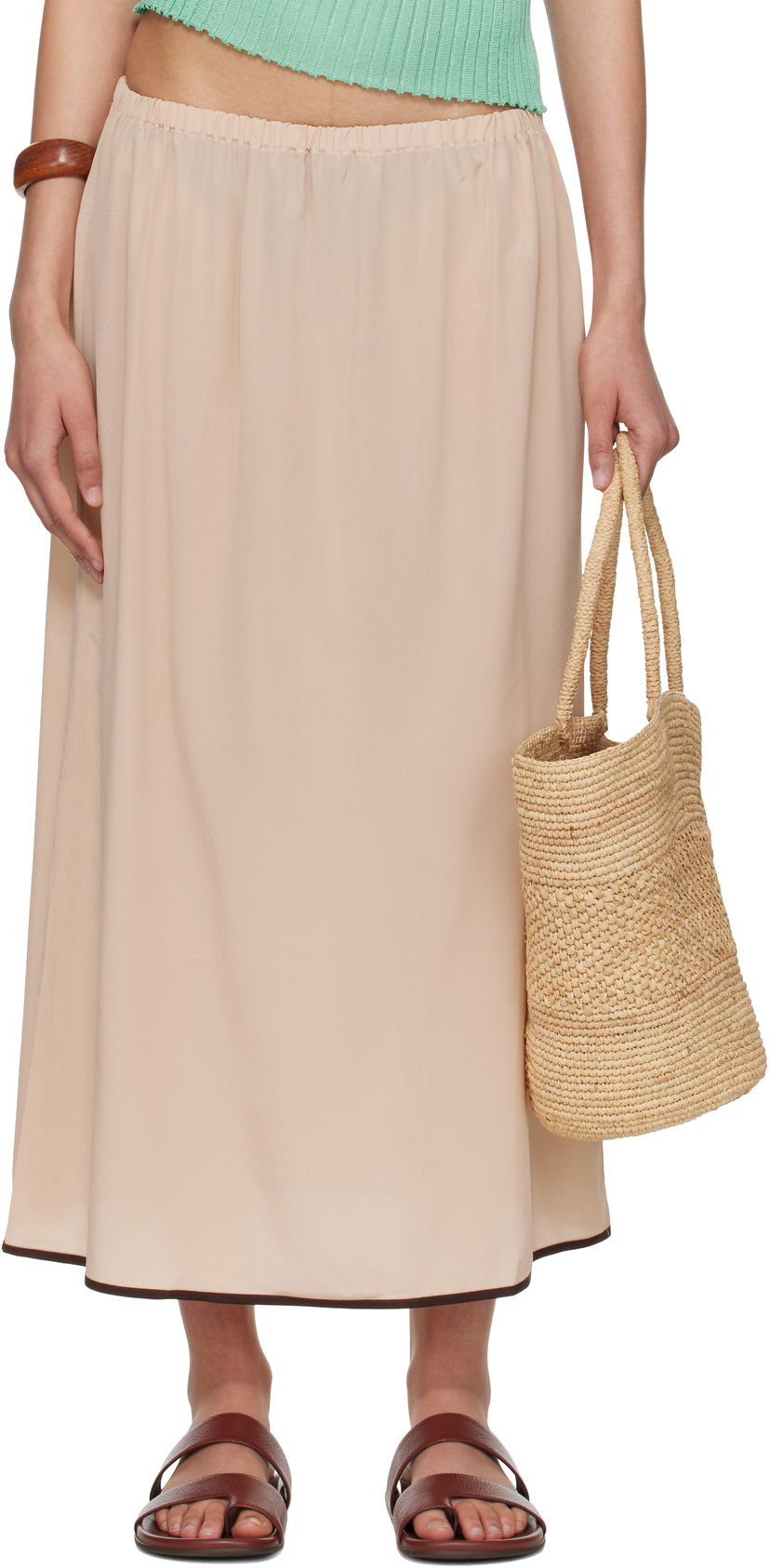 Krila Baserange Baserange Silk Maxi Slip Skirt Bež | KIN SKIRT