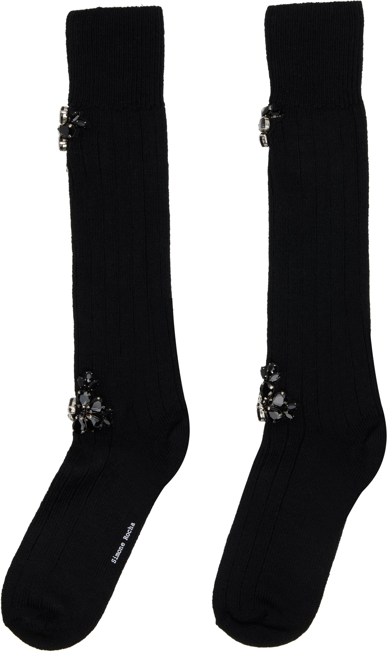 Nogavice Simone Rocha Simone Rocha Embellished Rose Knee Socks Črna | SOCK63B 0634, 1