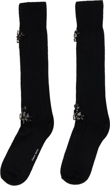 Nogavice Simone Rocha Simone Rocha Embellished Rose Knee Socks Črna | SOCK63B 0634, 1