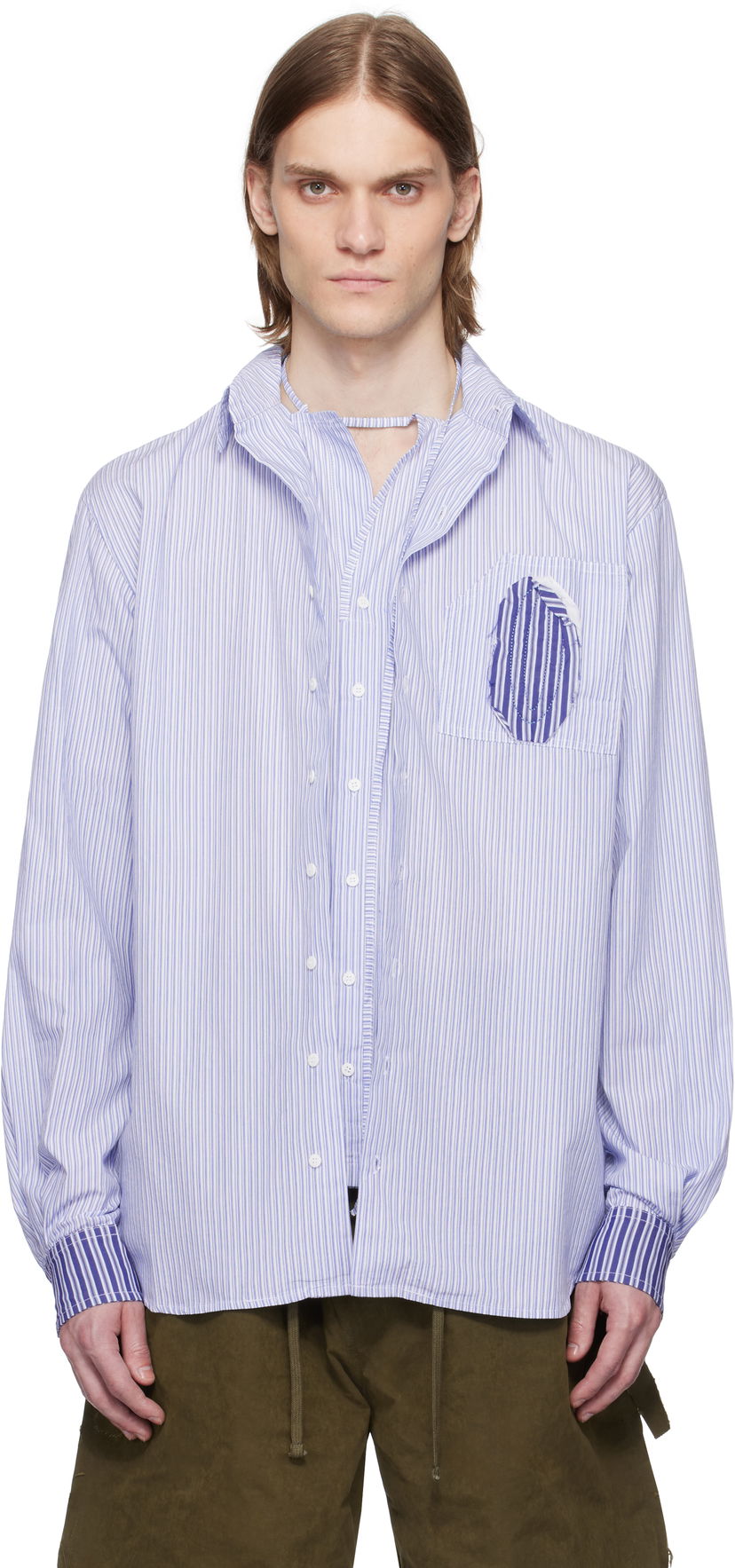 Srajce Ottolinger Ottolinger Oversized Striped Shirt Modra | 111-400311-02