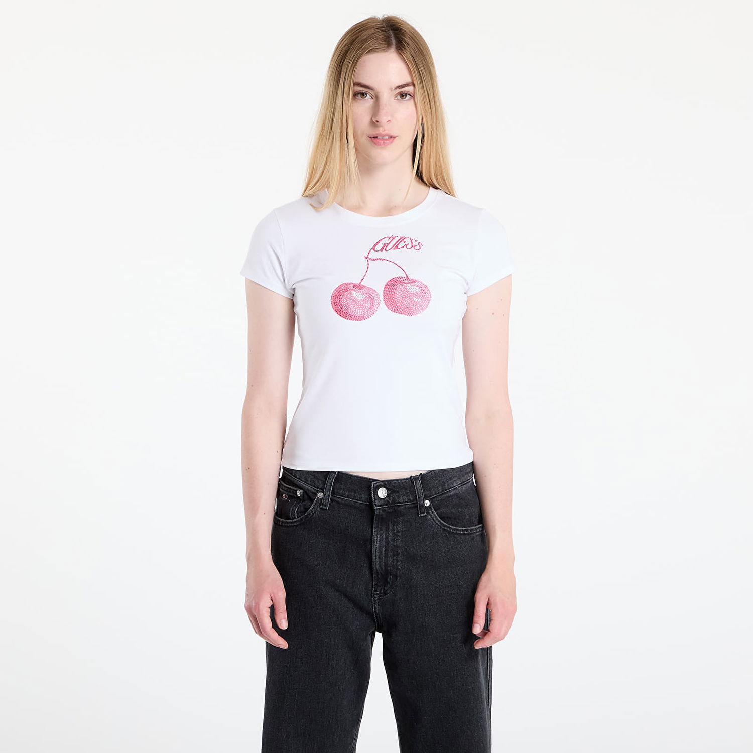 Majica GUESS GUESS Wavy Cherry Logo Tee Bela | W5YI30K49A1-G011, 0
