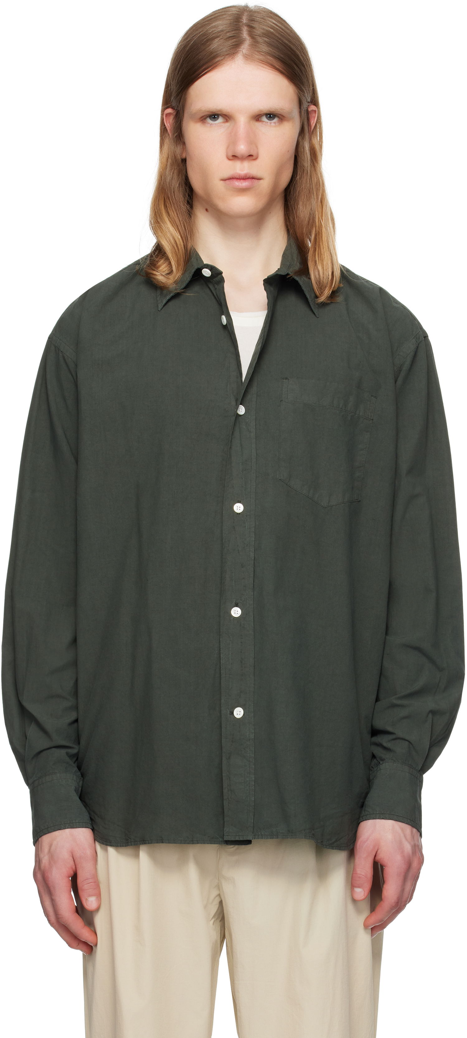Srajce NORSE PROJECTS Norse Projects Mo Cotton Tencel Shirt Zelena | N40-0822, 0
