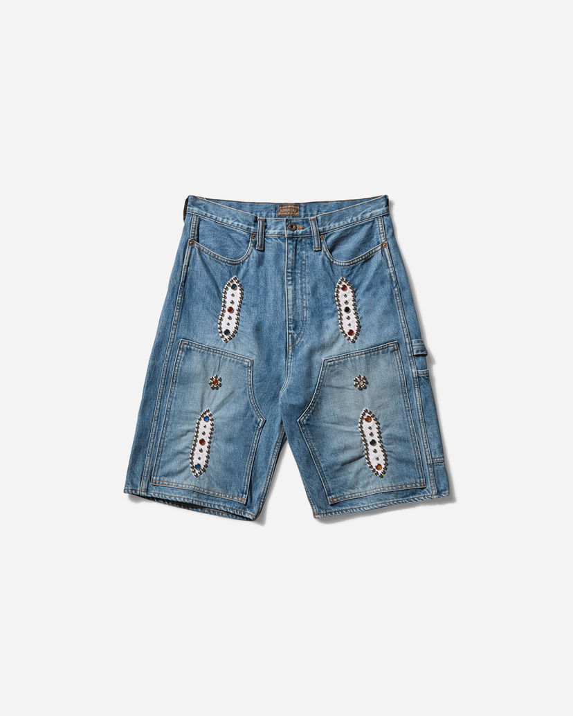 Kratke hlače KAPITAL 14oz Denim Studded Remake Shorts Modra | EK-1626SP PRO