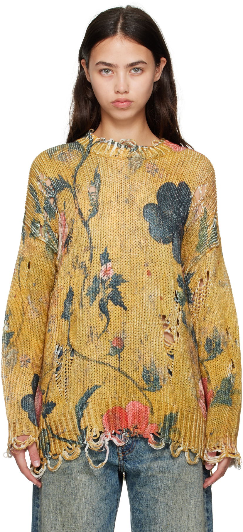 Pleteni pulover R13 R13 Printed Oversized Sweater Rumena | R13WY197-Y222A