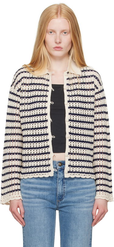 Pleteni pulover rag & bone rag & bone Khloe Striped Open-Knit Cardigan Bež | WAS25P060BR60, 0