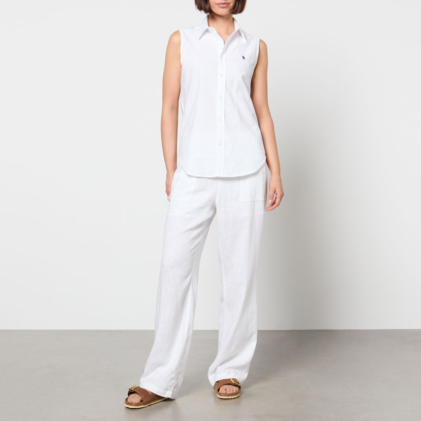 Hlače Polo by Ralph Lauren Ralph Lauren Sleeveless Cotton Canvas Shirt Bela | 211906520001