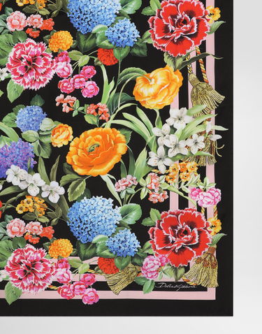 Šala Dolce & Gabbana Dolce & Gabbana Floral-Print Silk Twill Square Scarf Črna | FN092RGDCV8H45KU, 3