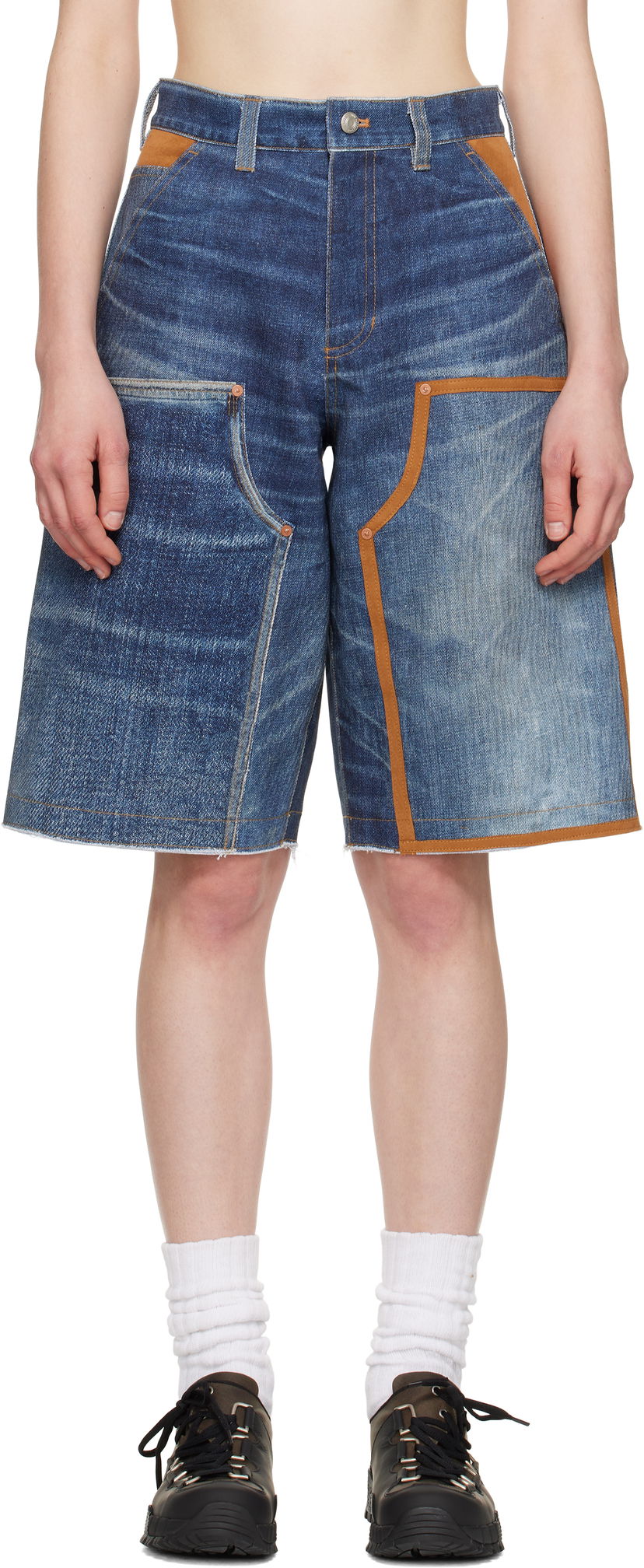 Kratke hlače Andersson Bell Andersson Bell Trompe L'oeil Double-Knee Denim Shorts Modra | apa786u