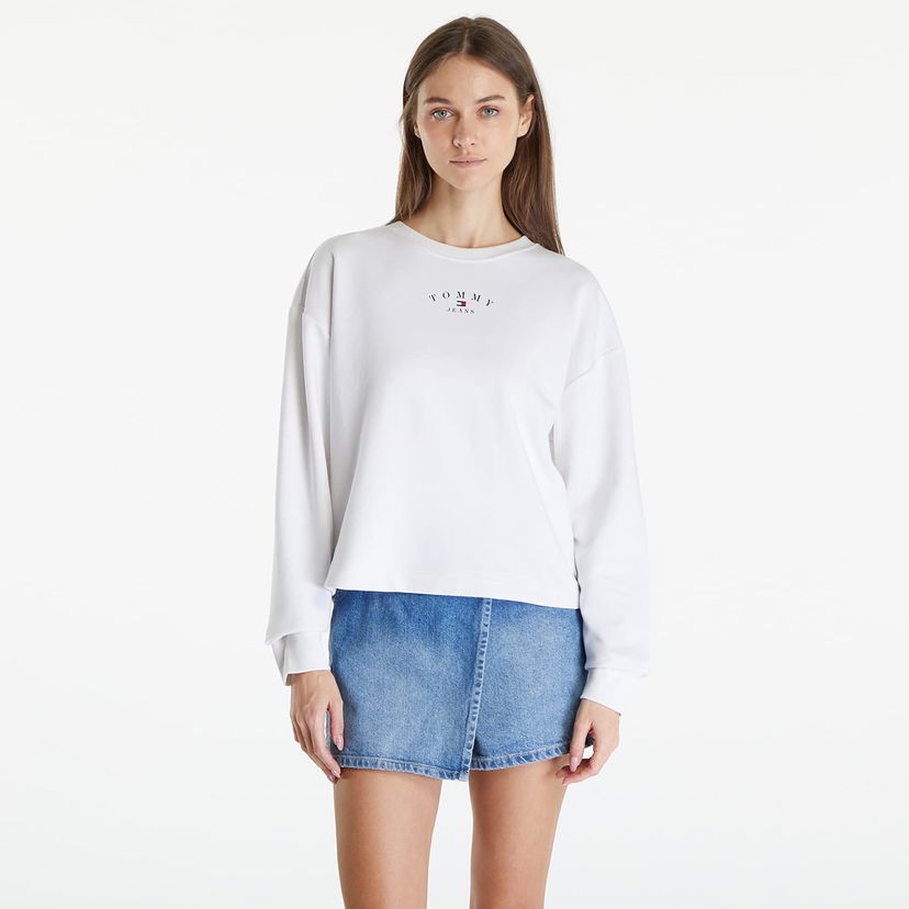 Majica Tommy Hilfiger Essential Logo 2 Crewneck Sweatshirt White Bela | DW0DW18143 YBR