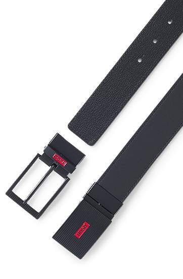 Pasovi BOSS HUGO Reversible Leather Belt with Plaque Buckle Črna | 50537121, 1