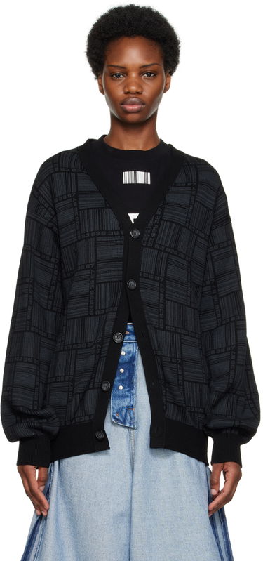 Pleteni pulover VETEMENTS Barcode Pattern Cardigan Črna | VL14KN600B, 0