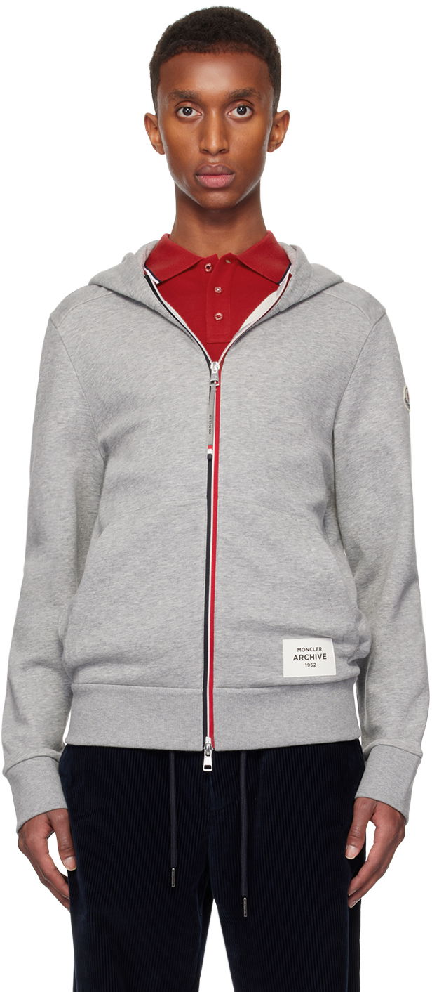 Pulover Moncler Zip-Up Hoodie With Hood Siva | J20918G0000489A8F
