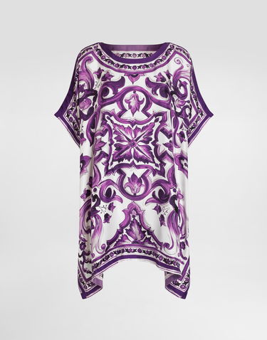 Obleke Dolce & Gabbana Dolce & Gabbana Majolica-Print Twill Kaftan Lila | F6TTETHI1TKIP3TN, 0