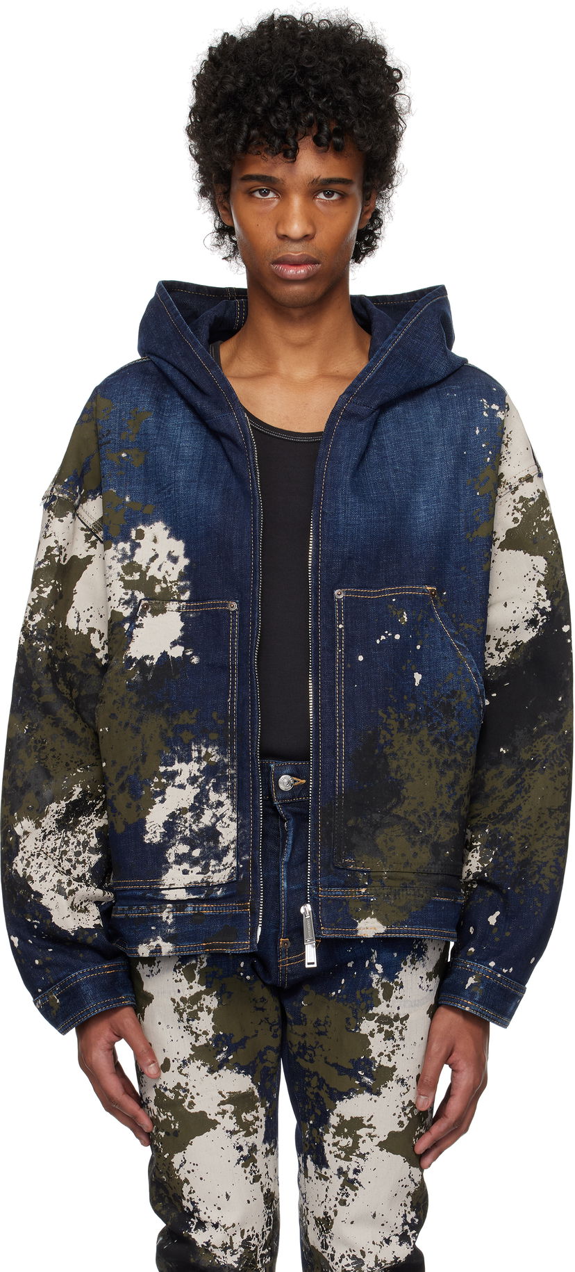 Pulover DSQUARED2 Dsquared2 Workwear Zipped Denim Jacket Modra | S74AM1559_S30664