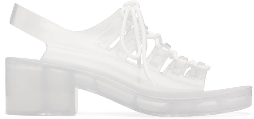 Superge in čevlji Bottega Veneta Pudding Jelly Heeled Sandals "Off White" Bela | 708943 V2AS0, 0