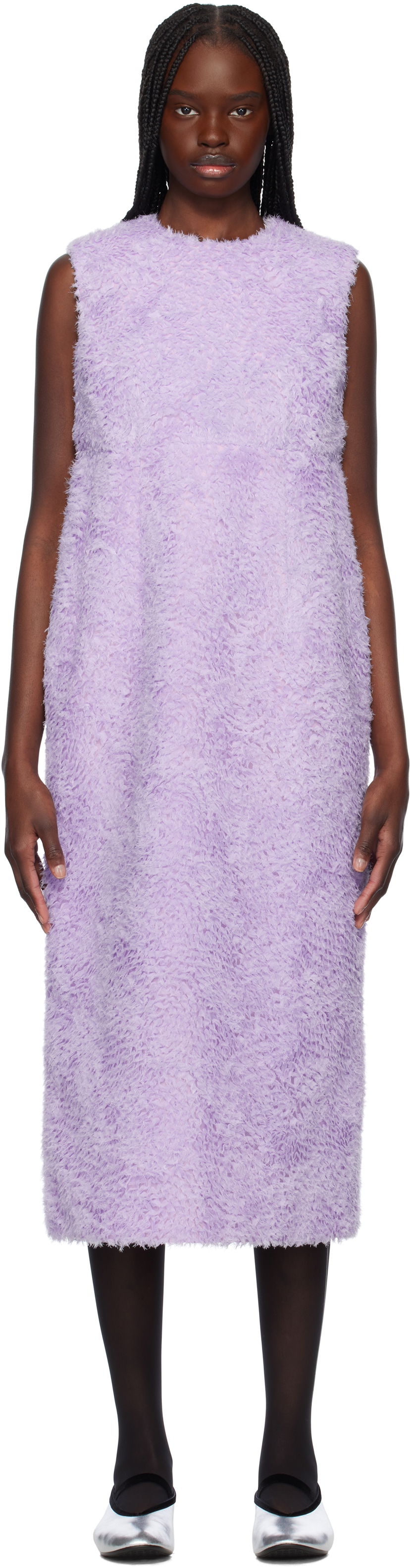 Obleke Comme des Garçons Comme des Garçons Tulle Tape Embroidery Midi Dress Lila | GO-O004-051-1