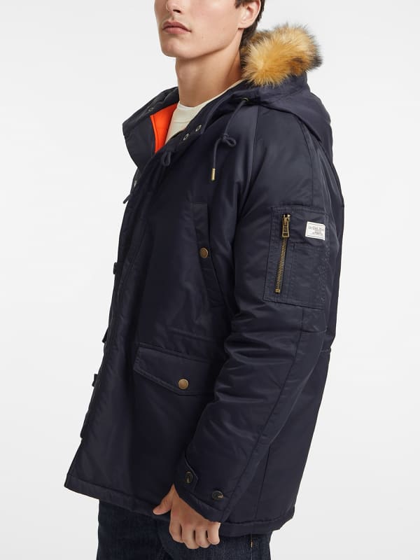 Parka GUESS Hooded Parka with Faux Fur Modra | M4BL22WG932