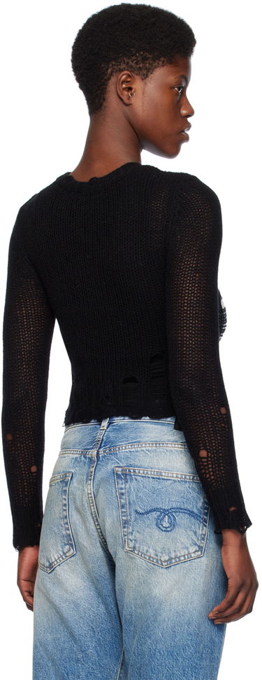 Pleteni pulover R13 R13 Double Layer Cropped Cardigan Črna | R13WY041-Y122B, 2