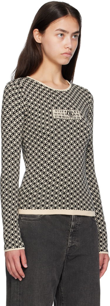 Pleteni pulover Maison Margiela MM6 Maison Margiela Allover Check Knit Sweater Bež | S52HL0050 M13137, 1