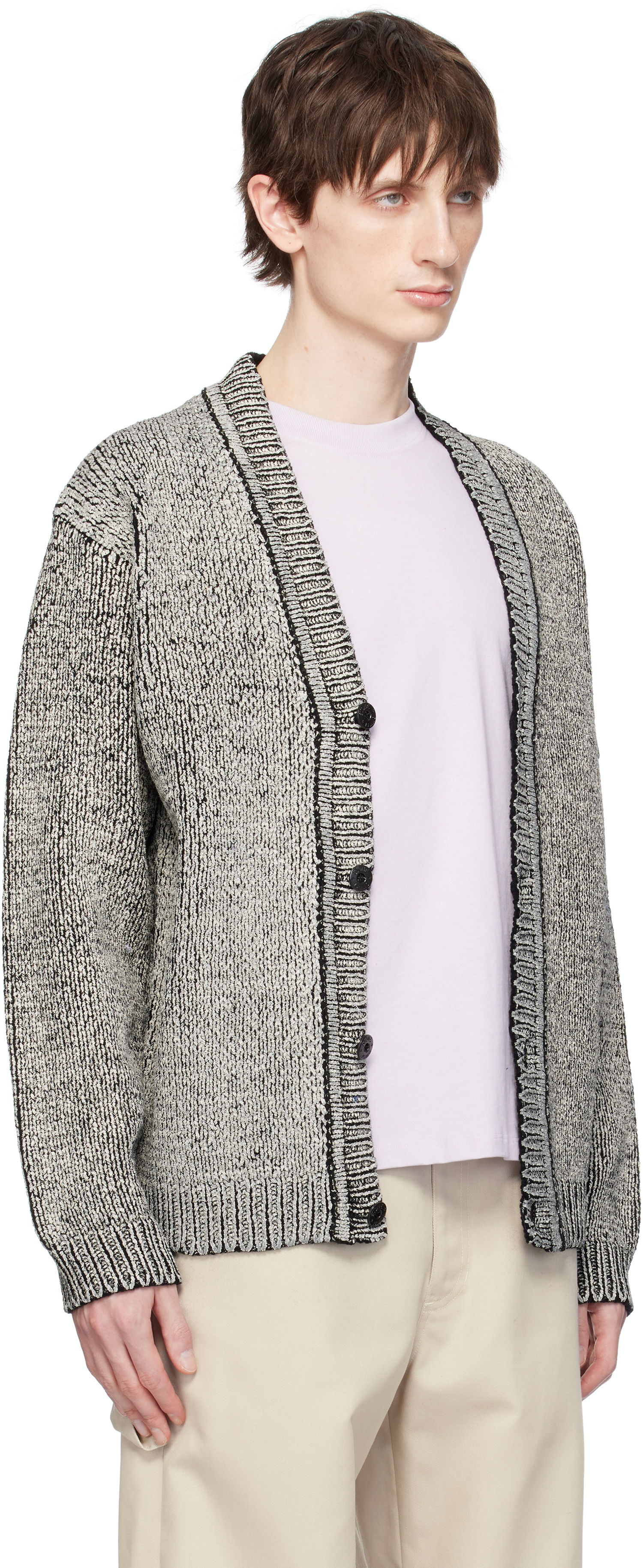 Pleteni pulover Stone Island Stone Island Cotton Chenille Cardigan Siva | K1S15 5100047 S00Z1, 1