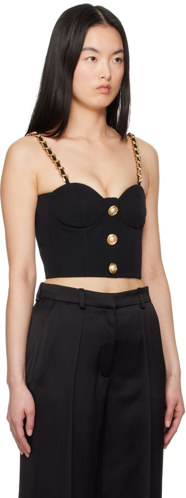 Krop-top Balmain Balmain Bustier Top with Chain Straps Črna | EF0AD405WC09, 1