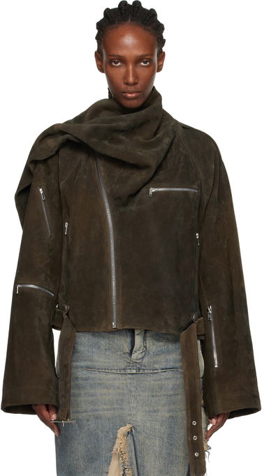 Jakna Rick Owens Concordians Cropped Scarf Flight Suede Jacket Rjava | RO02E4793 LCSI, 0