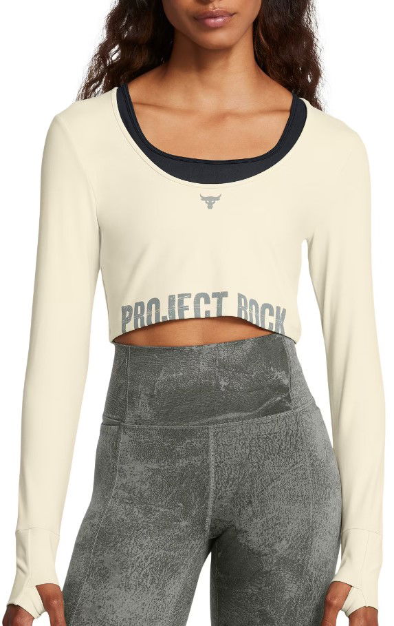 Krop-top Under Armour Workout Top Long Sleeve Bela | 1386443-273