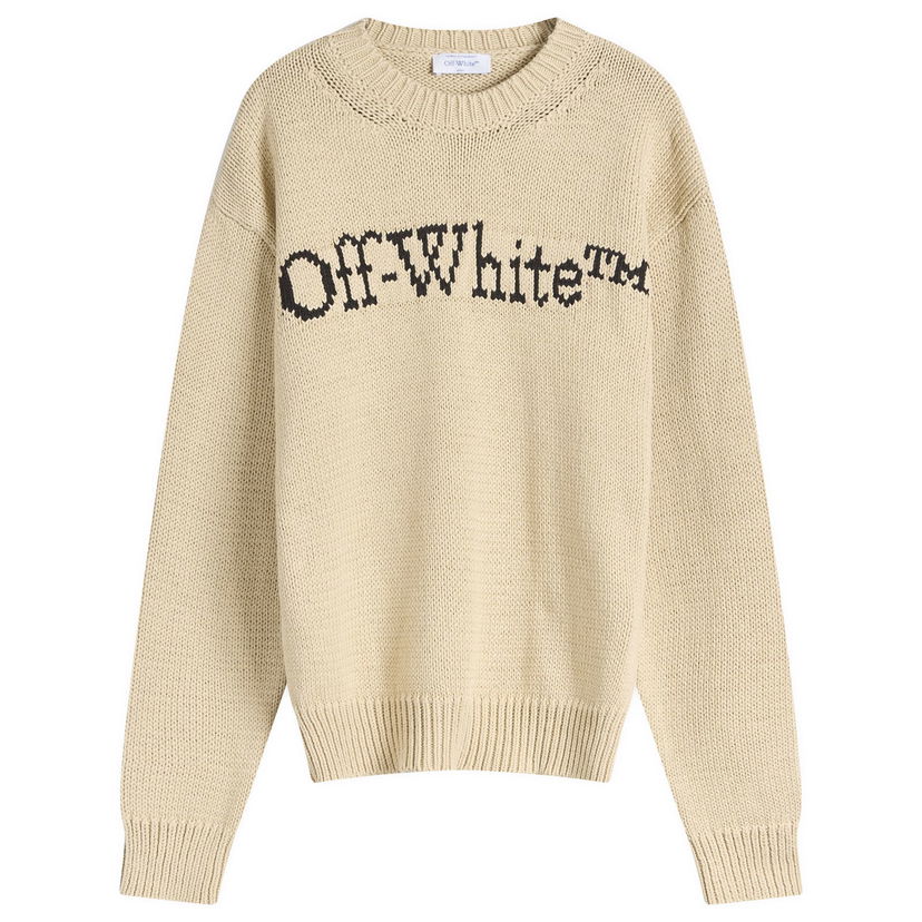 Pleteni pulover Off-White Off-White Big Bookish Chunky Knit Sweater Bež | OMHE167S25KNI0016110