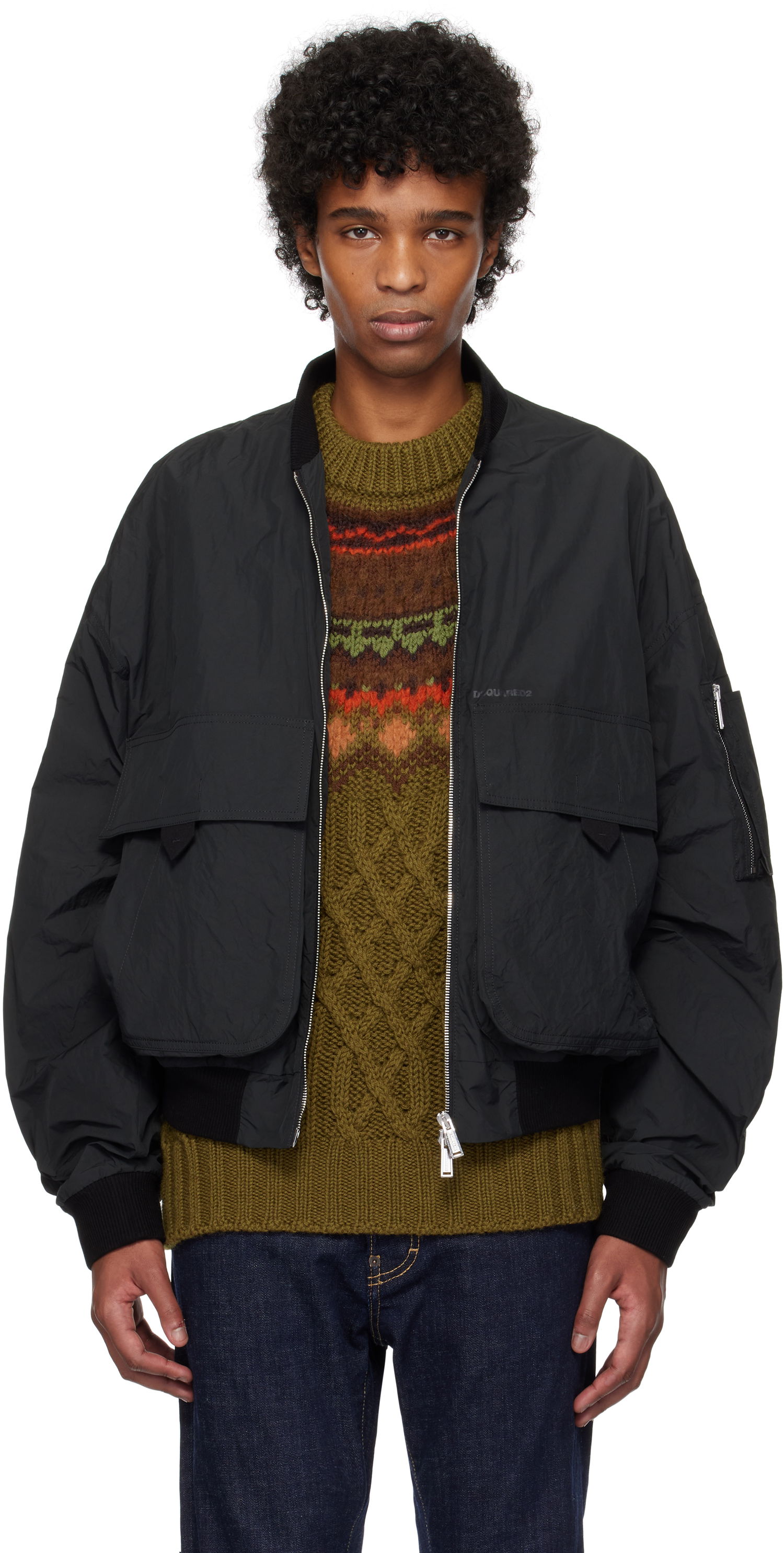Bomber jakna DSQUARED2 Dsquared2 Superlight 80s Bomber Jacket Črna | S74AM1568_S78520, 0