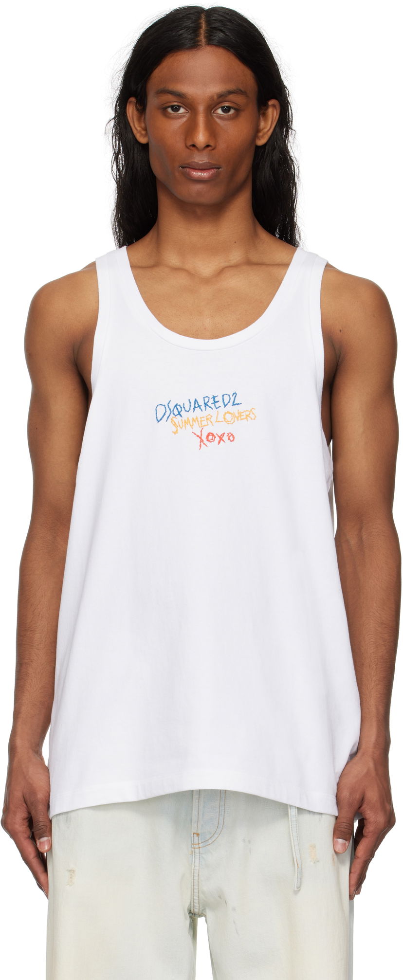 Majica brez rokavov DSQUARED2 Dsquared2 'Summer Lovers' Sport Fit Tank Top Bela | S78NL0034-S24583-100