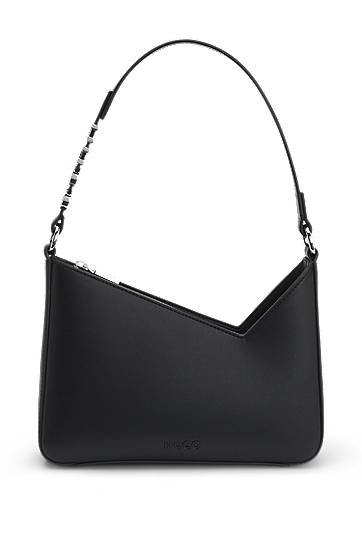 Torba za čez ramo BOSS Faux-leather Shoulder Bag with Logo Strap Črna | 50536988