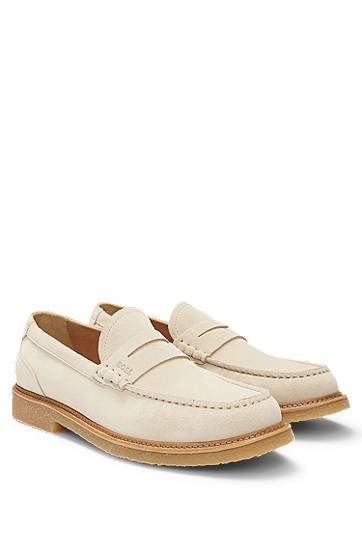 Modni dodatki BOSS Suede Moccasins with Crepe Outsole Bež | 50541772