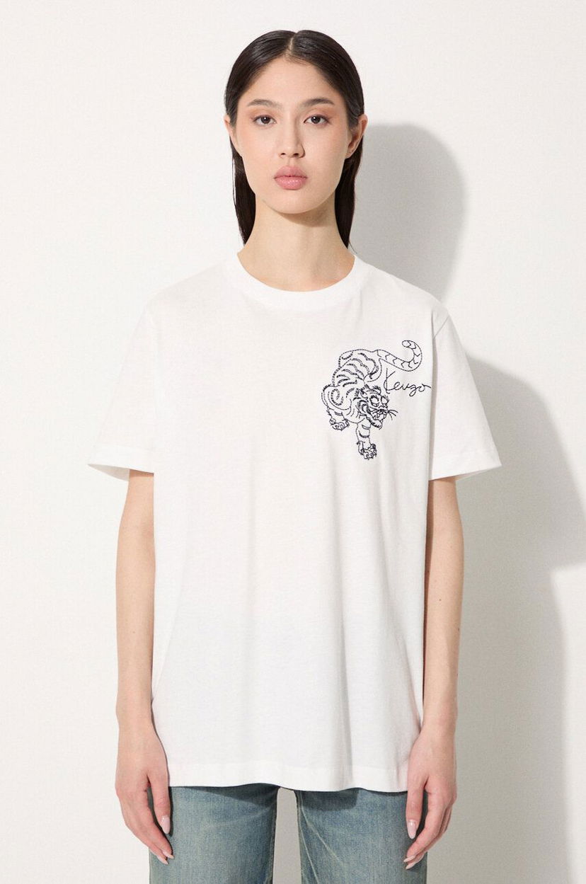 Majica KENZO Gots Star Tiger Emb Loose T-Shirt Bela | FE62TS1354SG.02