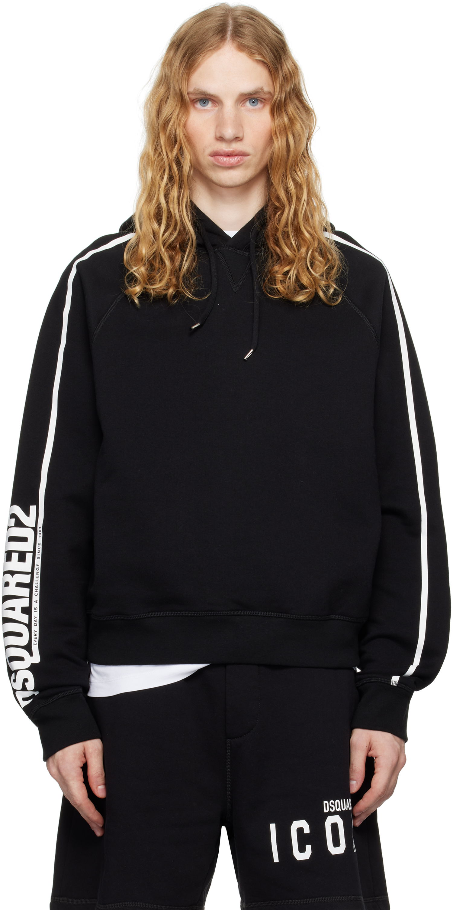 Pulover DSQUARED2 Raglan Fit Hoodie Črna | S71GU0713_S25516, 0