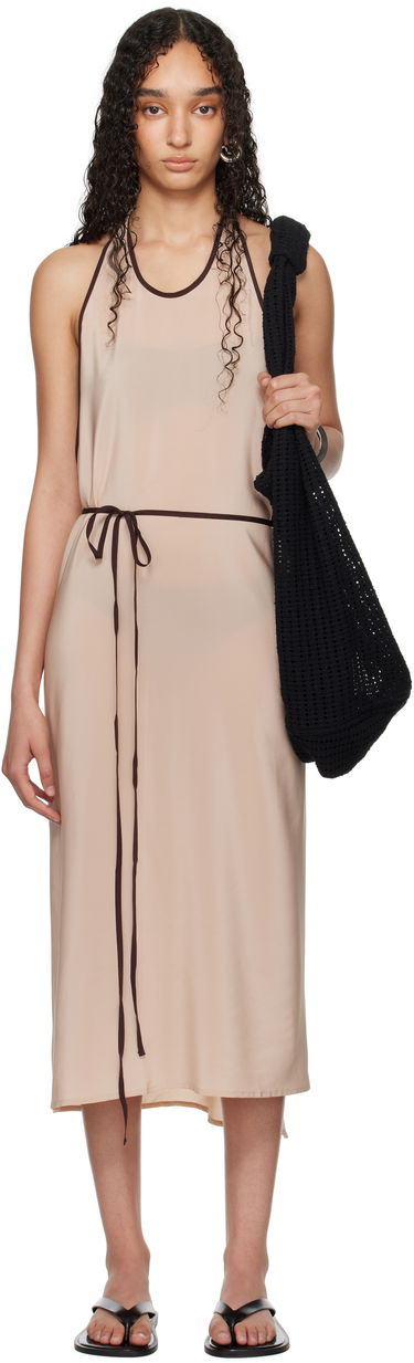 Obleke Baserange Baserange Apron Wrap Midi Dress Bež | Apron Dress, 0