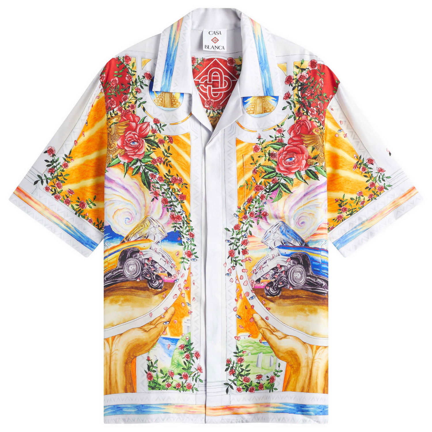 Srajce Casablanca Casablanca Silk Cuban Collar Short Sleeve Shirt Večbarvna | U-MS25-SH-003-05, 1