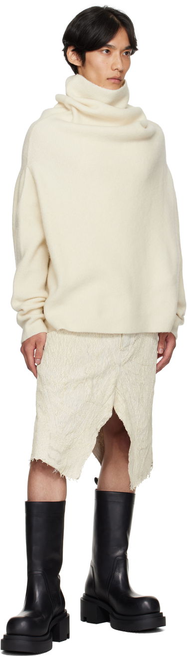 Pleteni pulover Rick Owens Rick Owens Concordians Shroud Cowl Neck Sweater Bela | RU02E1692 KWP, 3