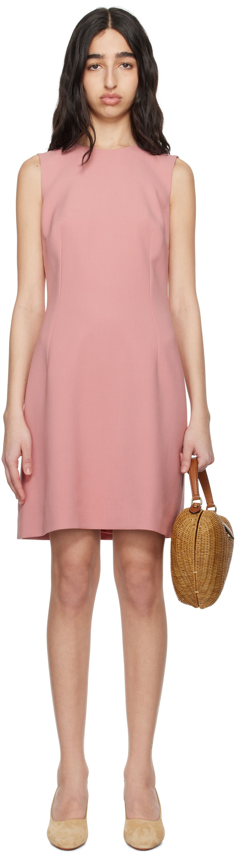 Obleke Dolce & Gabbana Dolce&Gabbana Wool Crepe Fit & Flare Minidress Roza | F6TMMT FU2L8