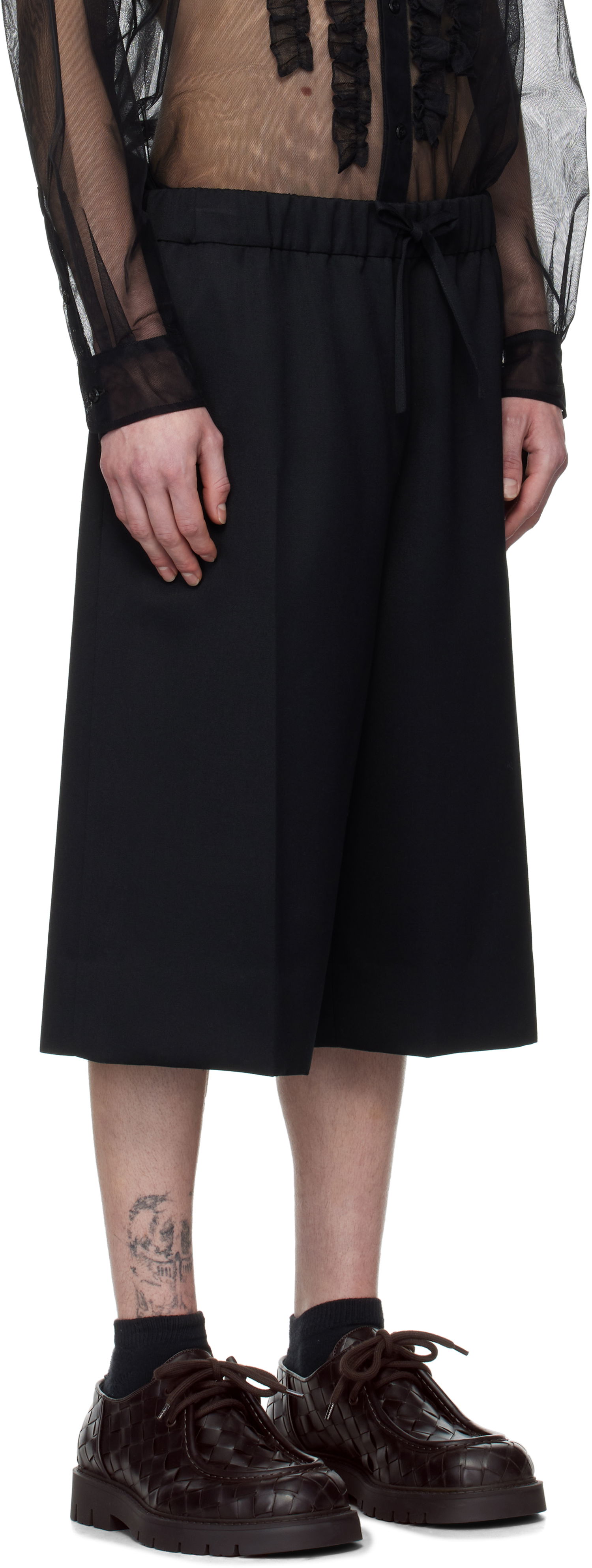 Kratke hlače Simone Rocha Simone Rocha Wide Leg Long Shorts Črna | 4148D 1217, 1