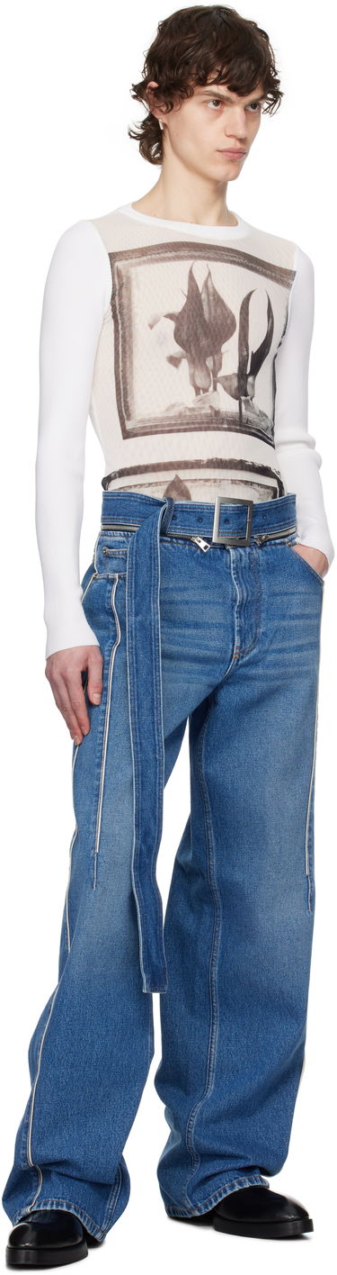 Kavbojke Jean Paul Gaultier Jean Paul Gaultier 'The Belted Denim' Wide-Leg Jeans Modra | 25/33-F-JE164-D013-57, 4
