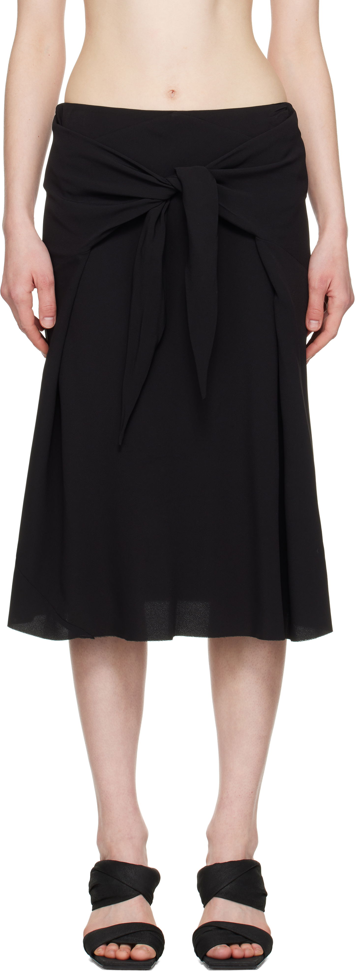 Krila Rick Owens Rick Owens Hollywood Strutter Tie Midi Skirt Črna | RP01E7372 Y, 0