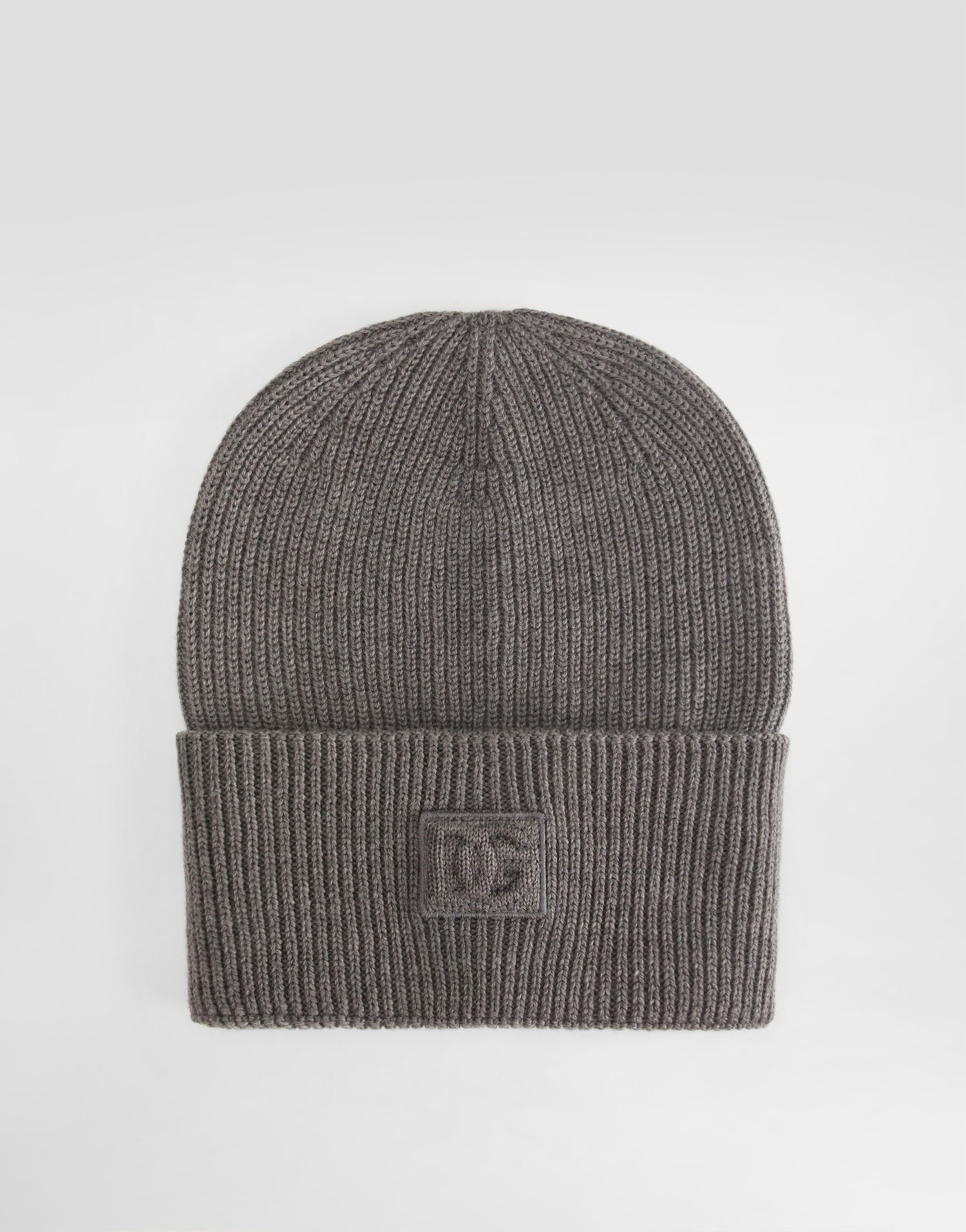 Beanie Dolce & Gabbana Dolce & Gabbana Ribbed Knit Wool Beanie with Embossed Logo Patch Siva | GX15KZJDVCIS8292, 0