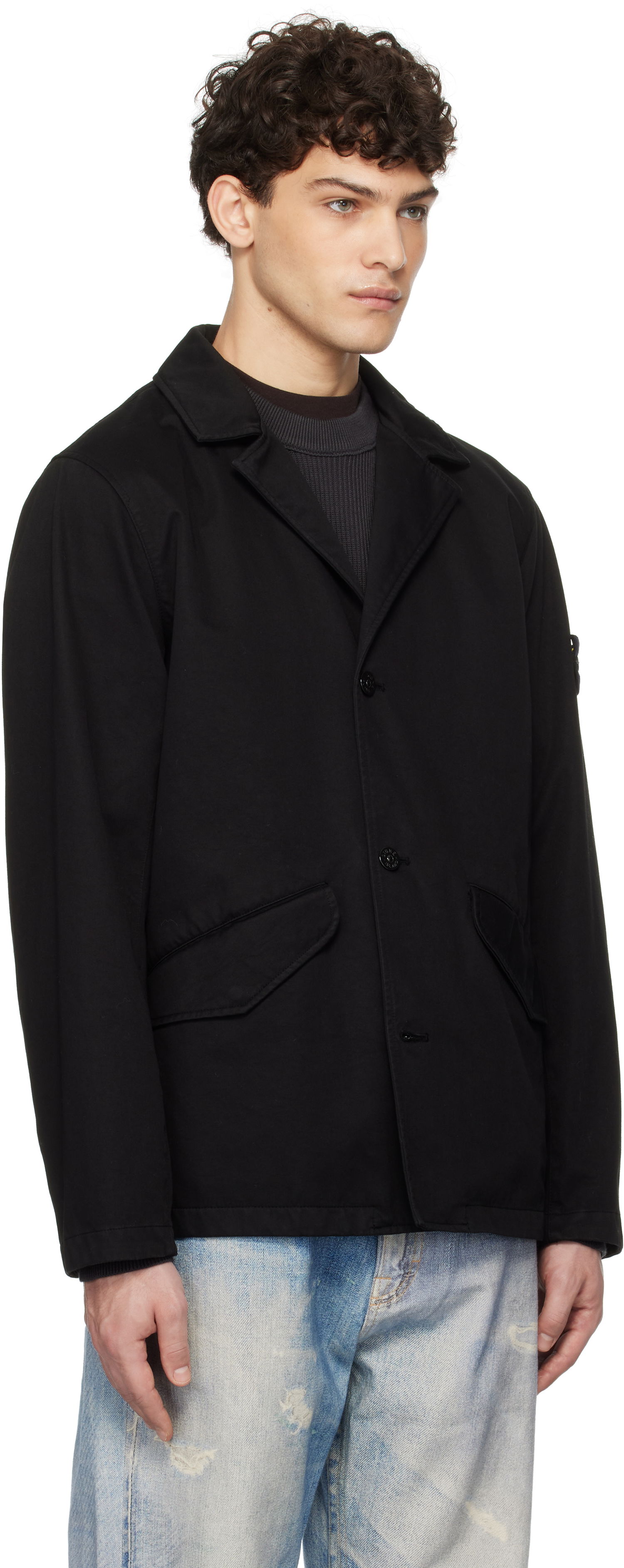 Jakna Stone Island Stone Island Organic Cotton Garment Dyed Blazer Črna | K1S15 A100003 S0034, 1