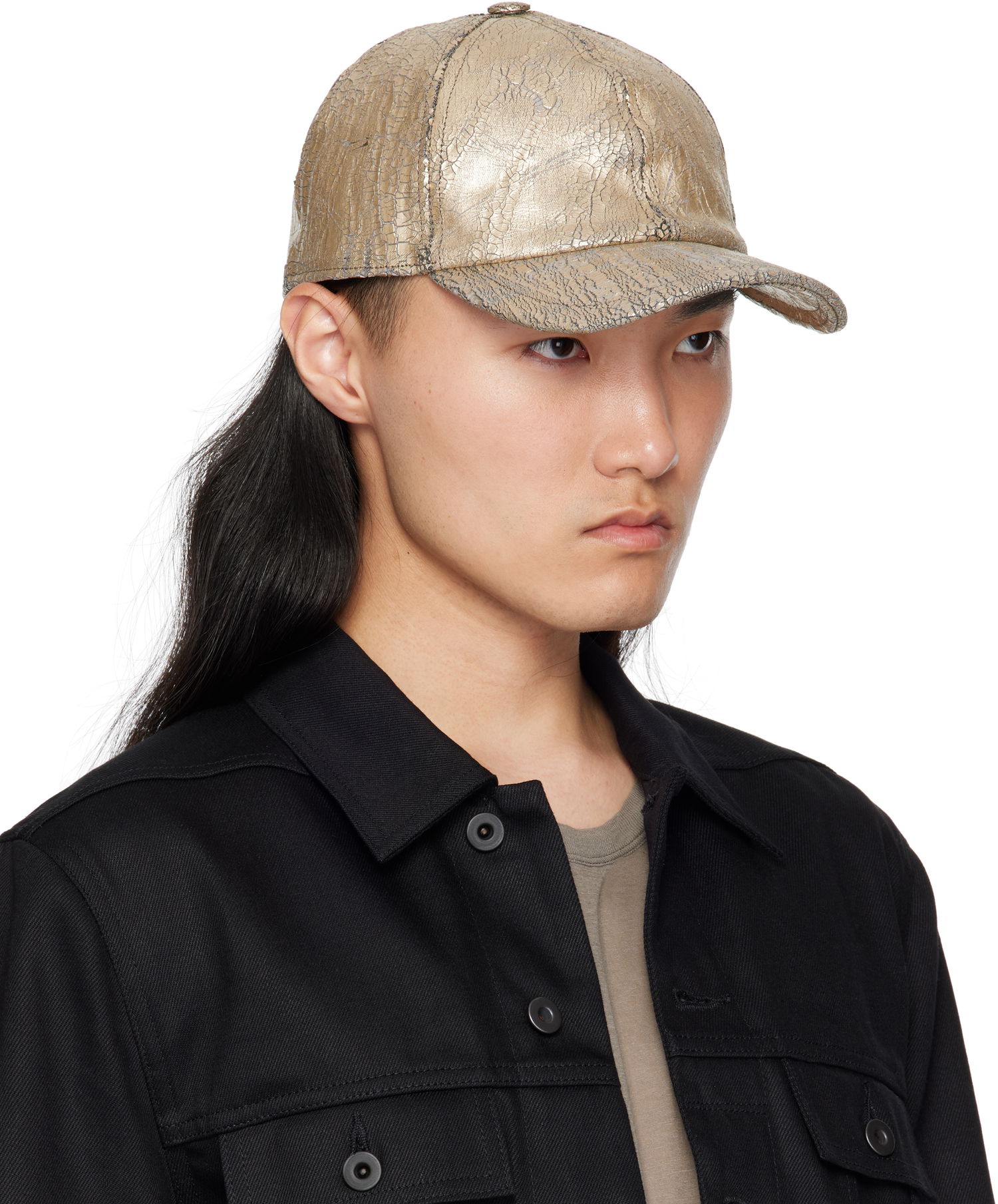 Kapa Rick Owens Rick Owens DRKSHDW Megacrust Denim Baseball Cap Kovinski | DA01E3478 SGMC, 1