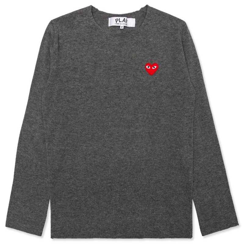 Pleteni pulover Comme des Garçons Play Heart Crewneck Sweater Siva | AZ-N067-051-3